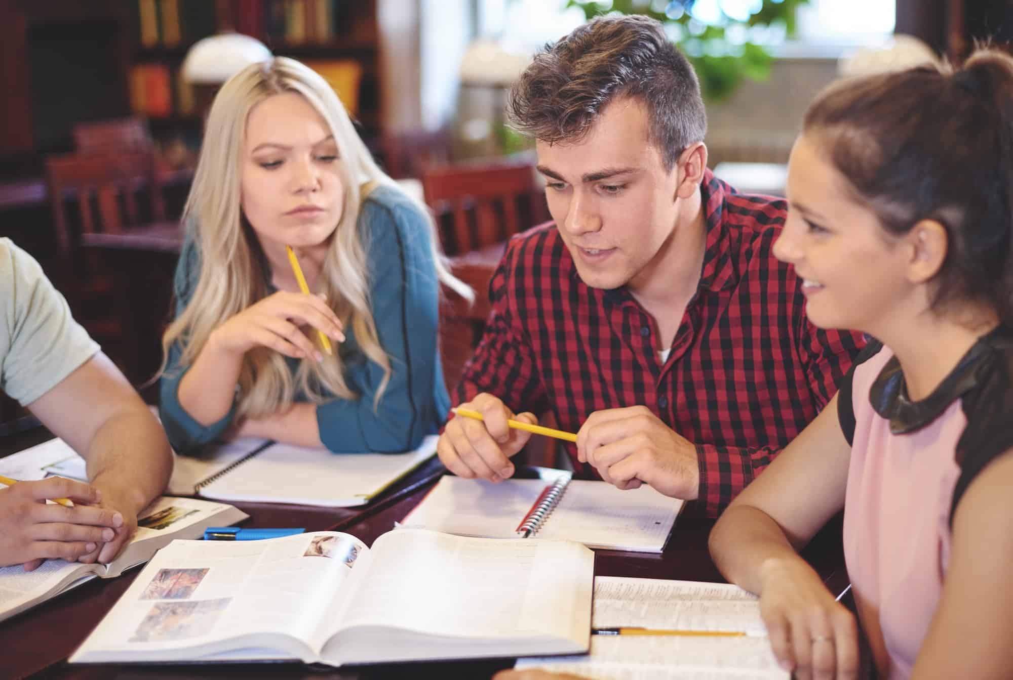 College students working in group