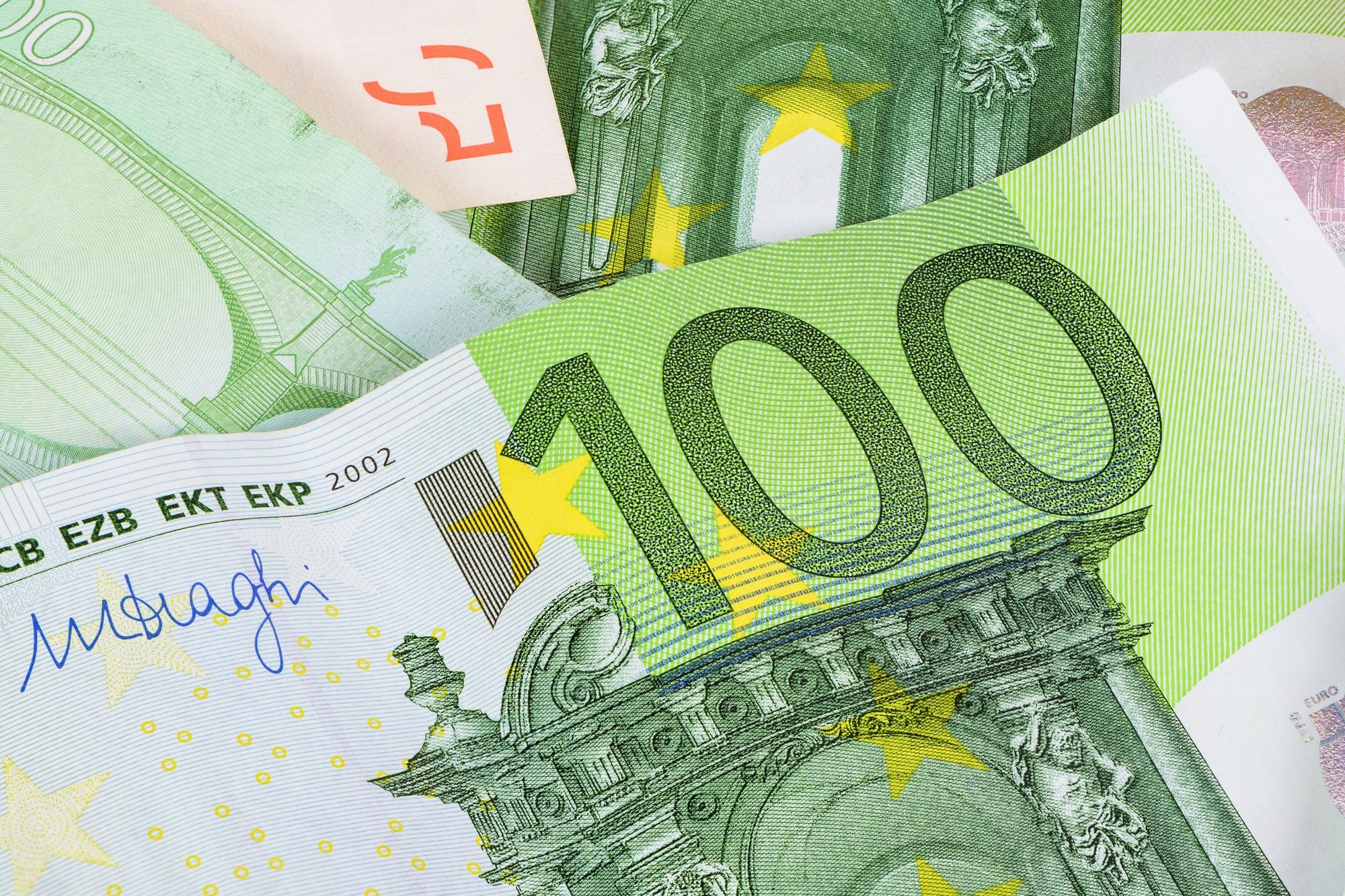 Closeup of 100 euro banknote
