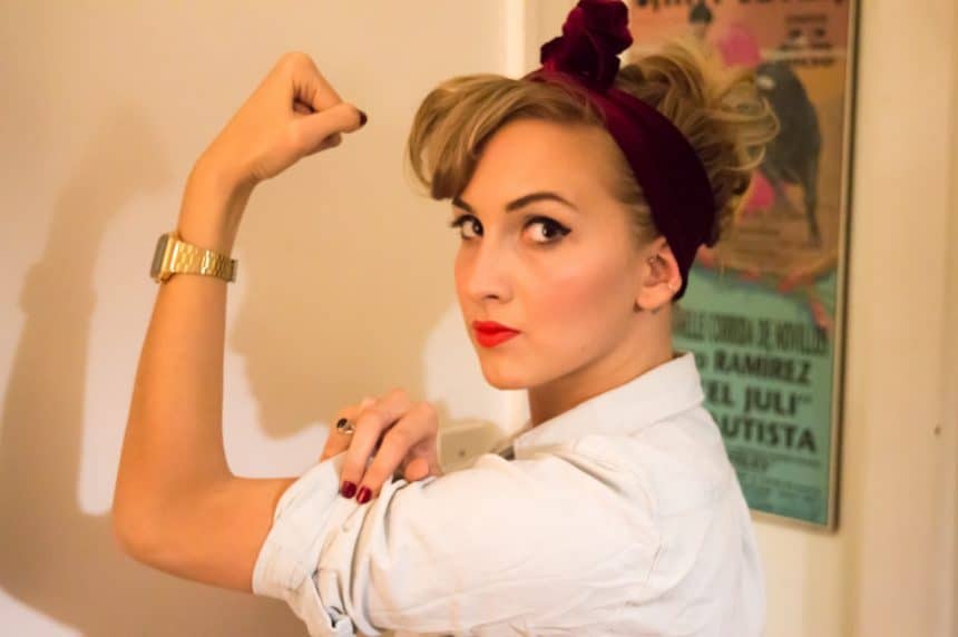 Empowered young woman conceptual photo tribute to women’s rights, women’s day and human rights