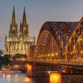The imposing cathedral of Cologne at dusk