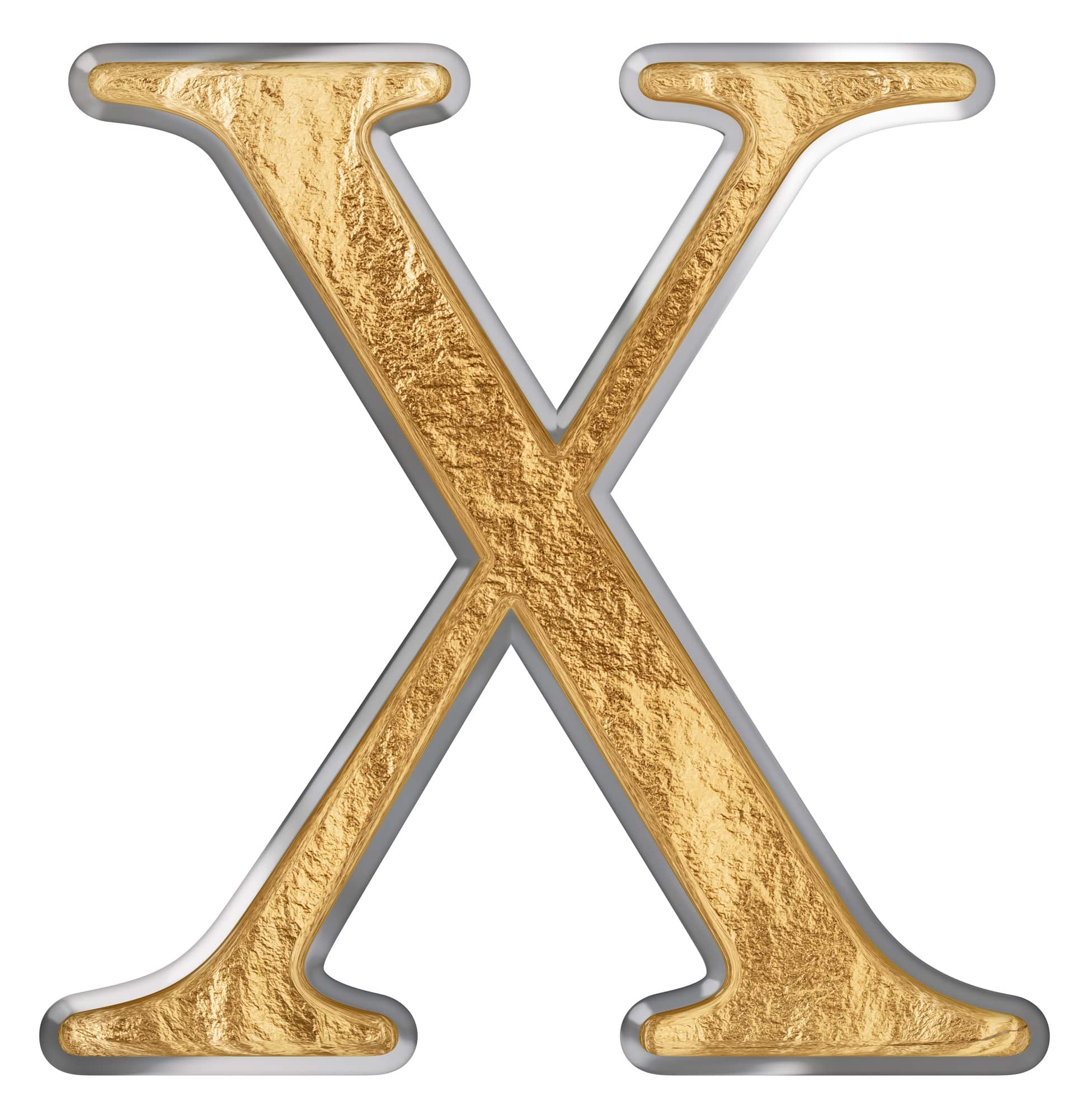 Uppercase letter X, isolated on white, 3D render