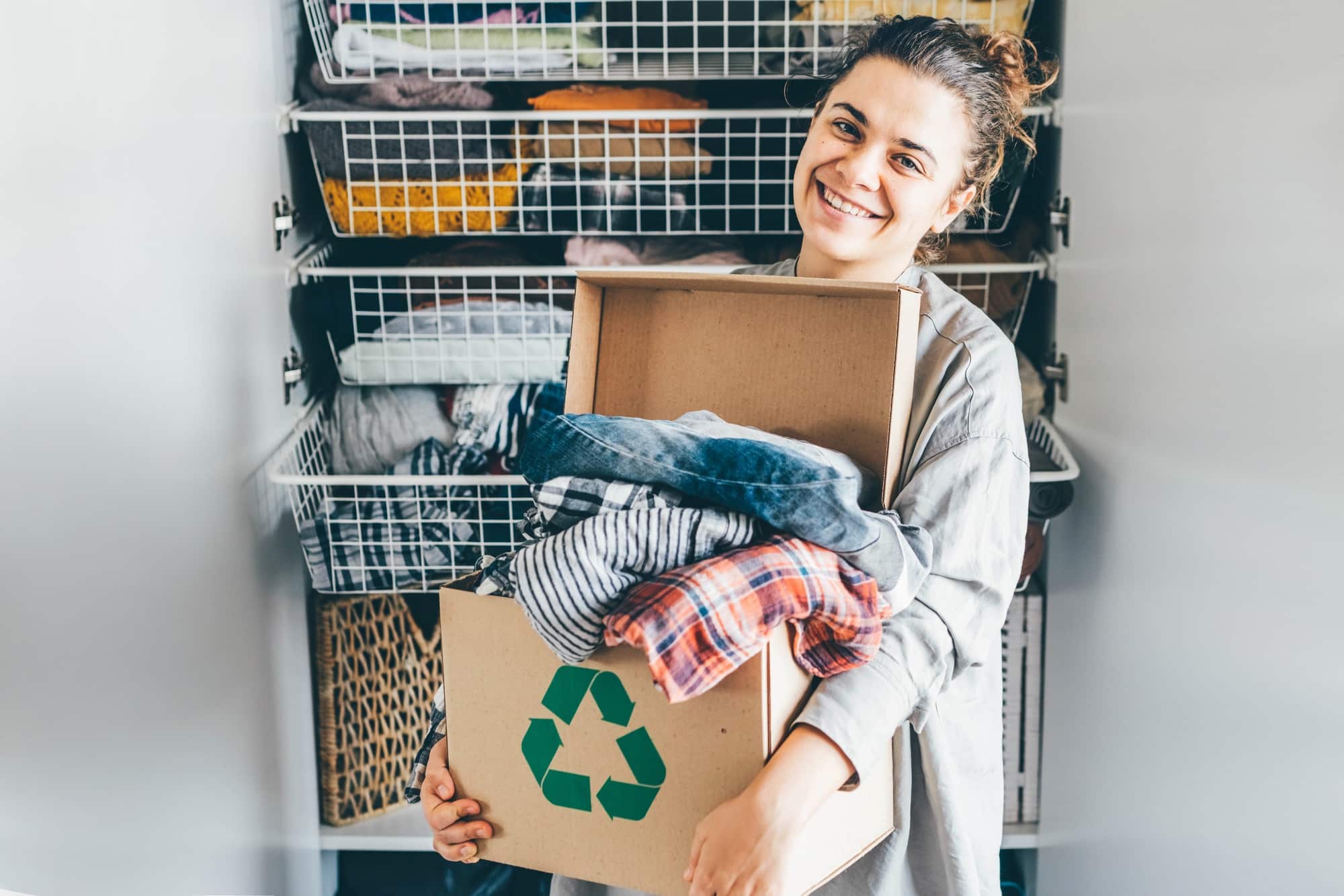 Woman with recycling clothes