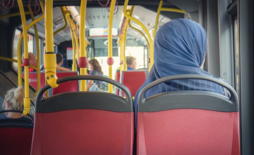 Muslim women in scarf in a Bus