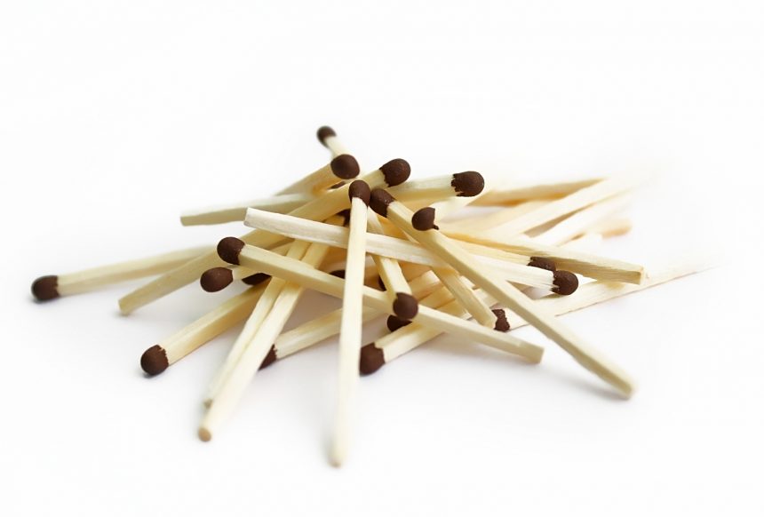 Matches on white background