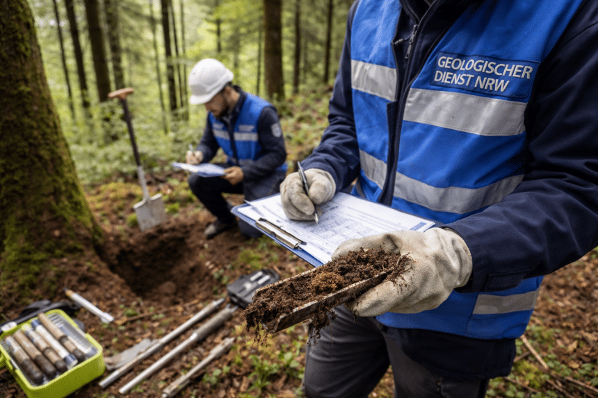 Arbeiten für bodenkundliche Landesaufnahmen (Bild mit KI erstellt)