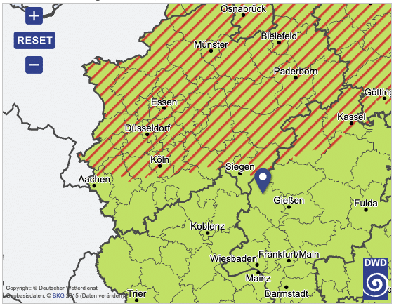 Screnshot DWD Unwetter Arnsberg