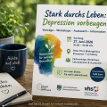 Informationsplakat zur Veranstaltung Stark durchs Leben: Depression vorbeugen in Arnsberg mit ruhiger Wellness- und Achtsamkeitsatmosphäre