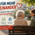 Zwei Frauen sitzen freundlich miteinander auf einer Parkbank. Das Artikelbild bewirbt das Projekt „Herzensmenschen“ der Fachstelle Zukunft Alter in Arnsberg und zeigt Zeit für Gespräch, Spaziergang und kleine Besorgungen.