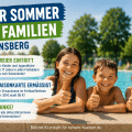 Drei Kinder am Beckenrand eines Freibads als Symbolbild für freien Eintritt bis 17 Jahre und die vergünstigte Saisonkarte im Freibad Neheim