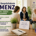 Symbolbild eines Gesprächskreises für Angehörige von Menschen mit Demenz mit Hinweisen zum Treffen am 5. August im Mehrgenerationenhaus Arnsberg