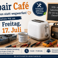 Symbolbild zum Repair Café in Arnsberg: Auf einer Werkbank stehen Werkzeuge, ein Toaster, ein altes Radio und Spielzeug. Das Bild weist auf den Termin am Freitag, 17. Juli, im Bürgerzentrum Bahnhof Arnsberg hin.