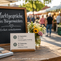 Artikelgrafik zu den Marktgesprächen des Arnsberger Bürgermeisters mit Terminen am 10. und 23. September.