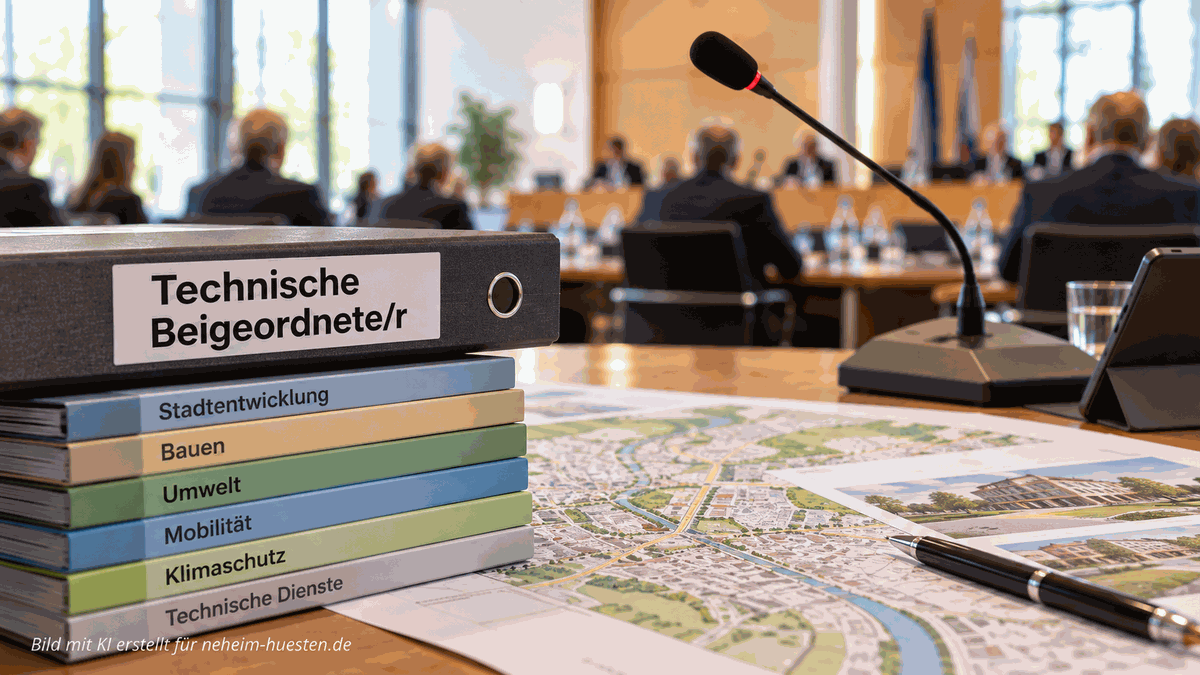 Symbolbild zur Wahl der Technischen Beigeordneten in Arnsberg mit Unterlagen zu Stadtentwicklung, Bauen, Umwelt und Mobilität